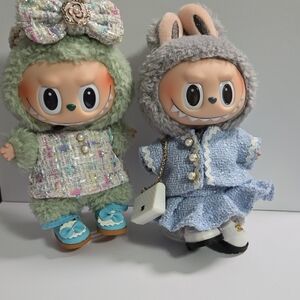 Labubu Fashion Blue Outfits & Clothes - 2 complete outfits - Dolls not included